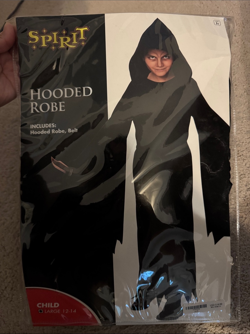 Spirit Black Hooded Robe Kids Costume